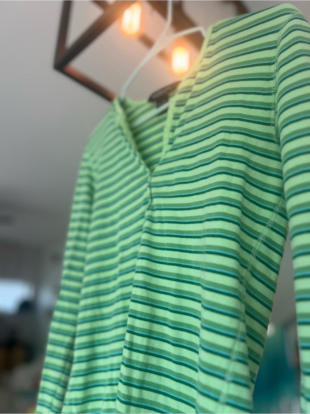 Abercrombie & Fitch Light Green Striped Henley - Picture 6 of 6